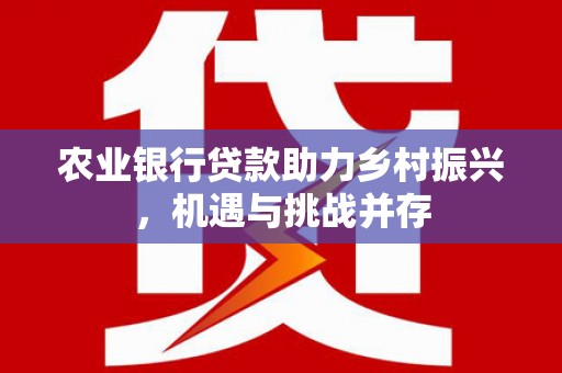 高台农业银行贷款助力乡村振兴，机遇与挑战并存