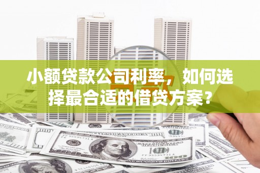 高台小额贷款公司利率，如何选择最合适的借贷方案？