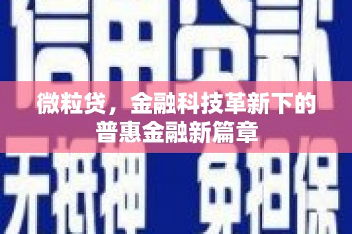 高台微粒贷，金融科技革新下的普惠金融新篇章
